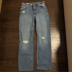 GAP Light Blue Distressed Straight Leg Jeans
